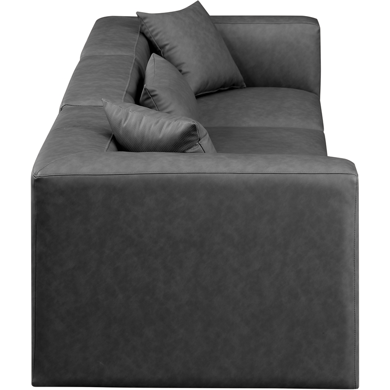 Meridian Furniture Cube Charcoal Grey Vegan Leather 3-Pc. Modular Sofa