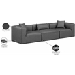 Meridian Furniture Cube Charcoal Grey Vegan Leather 3-Pc. Modular Sofa