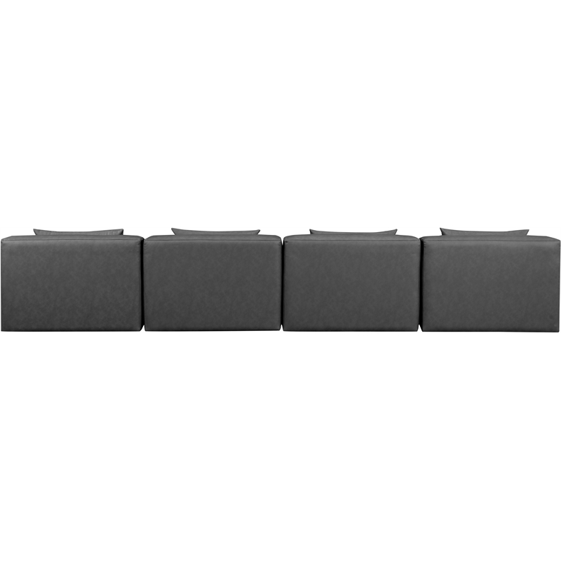 Meridian Furniture Cube Charcoal Grey Vegan Leather 4-Pc. Modular Sofa