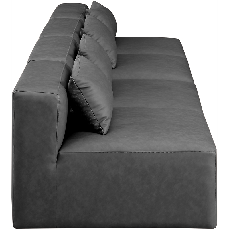 Meridian Furniture Cube Charcoal Grey Vegan Leather 4-Pc. Modular Sofa