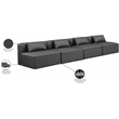 Meridian Furniture Cube Charcoal Grey Vegan Leather 4-Pc. Modular Sofa