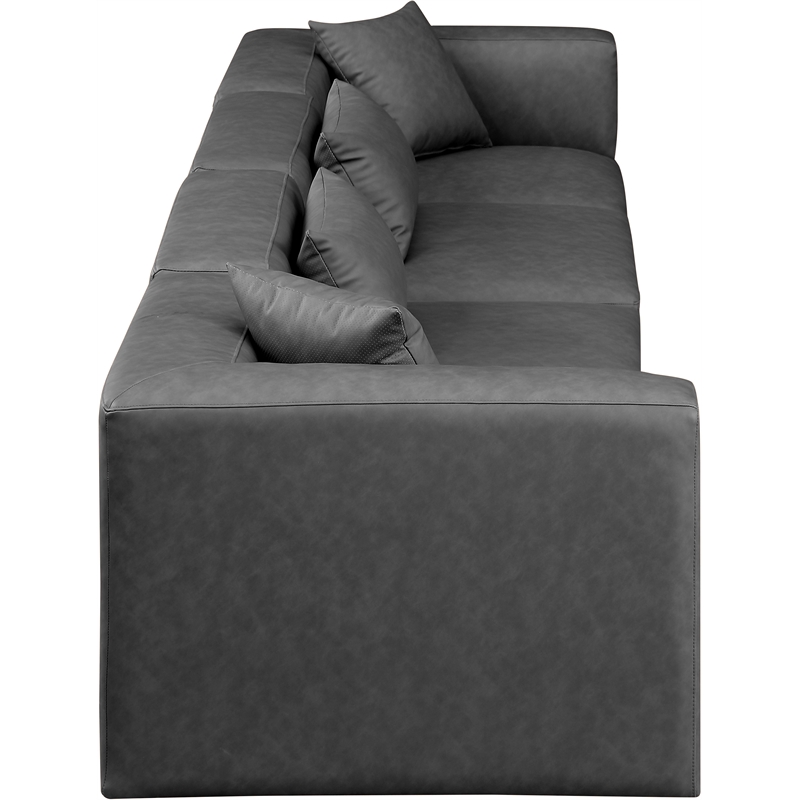 Meridian Furniture Cube Charcoal Grey Vegan Leather 4-Pc. Modular Sofa