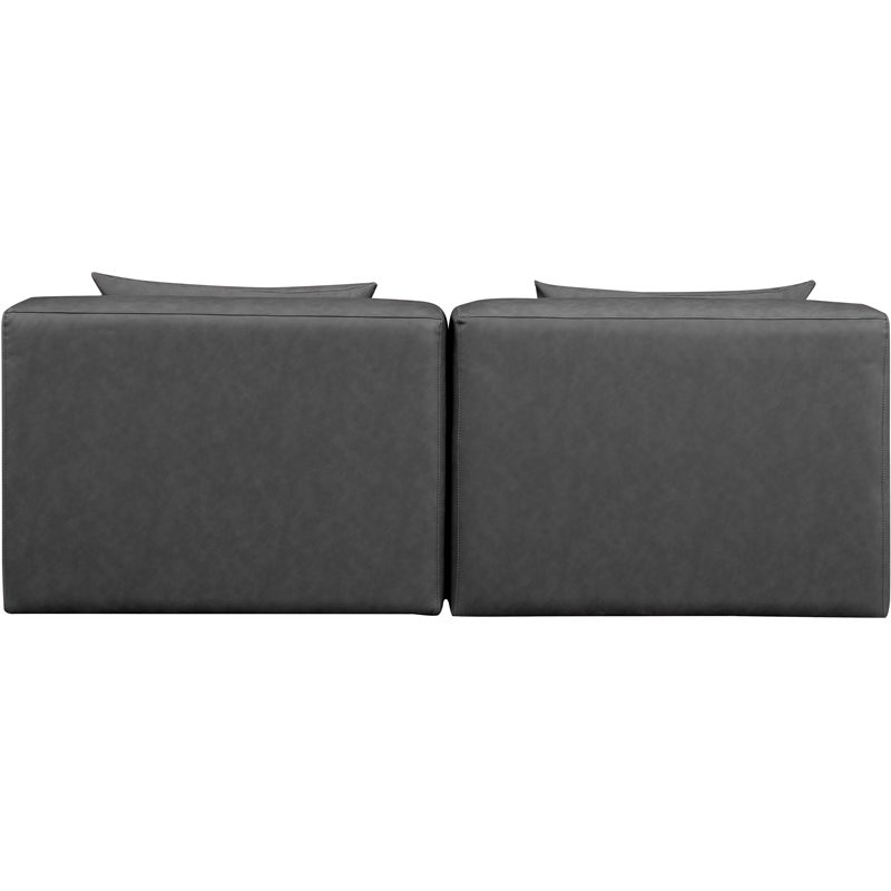 Meridian Furniture Cube Charcoal Grey Vegan Leather 2-Pc. Modular Sofa