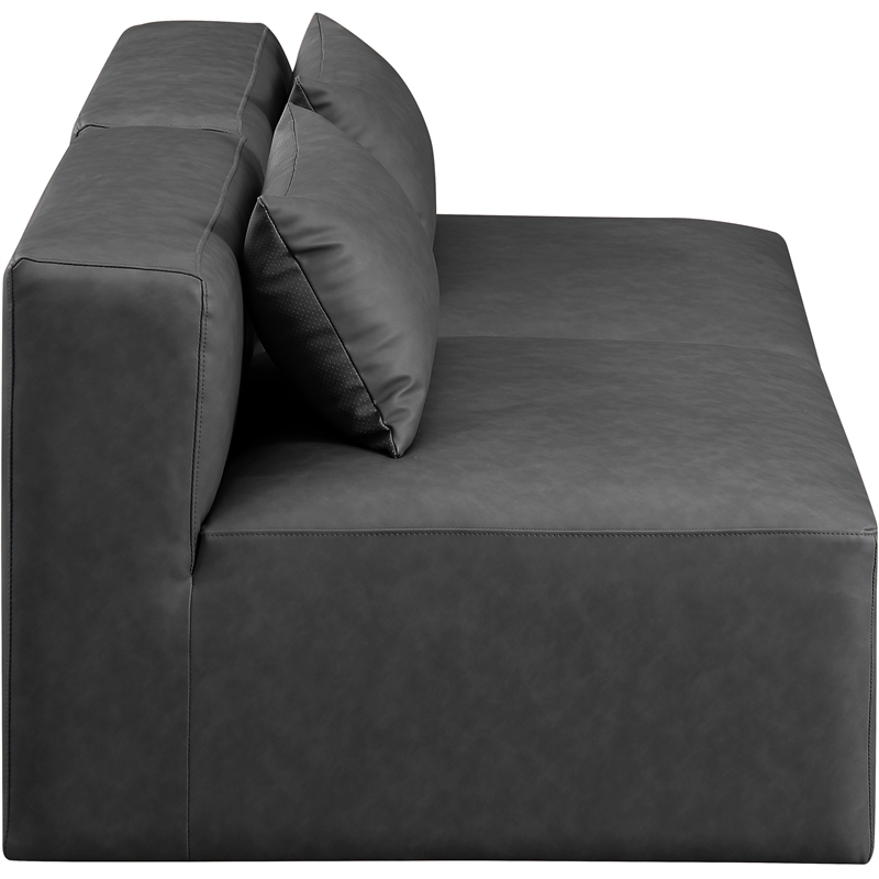 Meridian Furniture Cube Charcoal Grey Vegan Leather 2-Pc. Modular Sofa