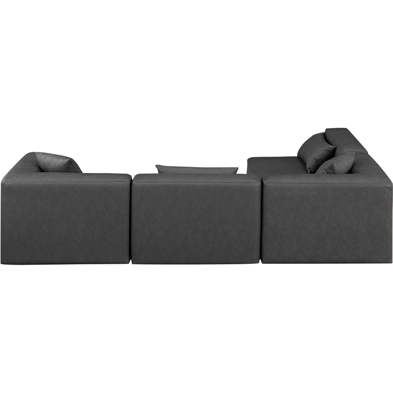 Meridian Furniture Cube Grey Vegan Leather 4-Pc. L-Shaped Modular Sectional