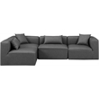 Meridian Furniture Cube Grey Vegan Leather 4-Pc. L-Shaped Modular Sectional