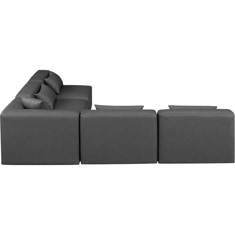 Meridian Furniture Cube Grey Vegan Leather 5-Pc. L-Shaped Modular Sectional
