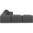 Meridian Furniture Cube Grey Vegan Leather 5-Pc. L-Shaped Modular Sectional