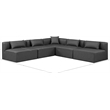 Meridian Furniture Cube Grey Vegan Leather 5-Pc. L-Shaped Modular Sectional