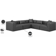 Meridian Furniture Cube Grey Vegan Leather 5-Pc. L-Shaped Modular Sectional