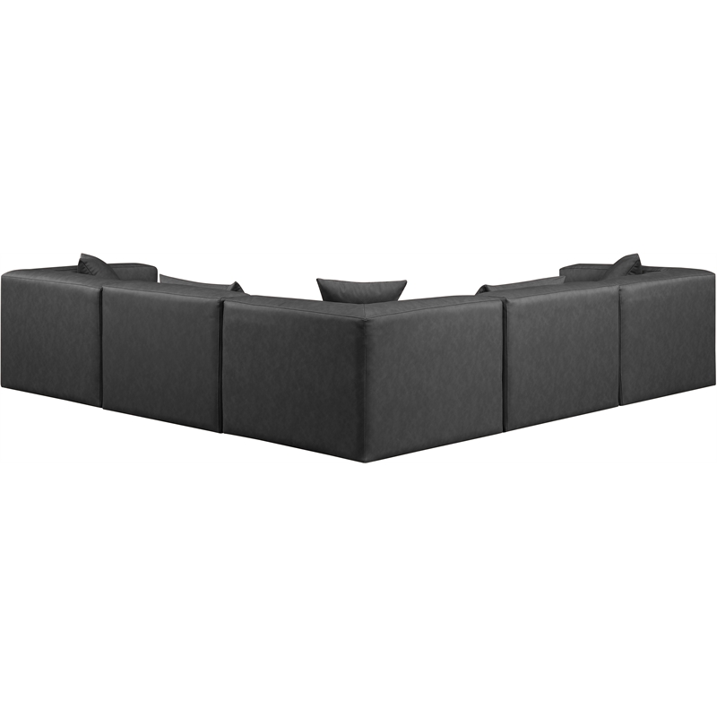 Meridian Furniture Cube Grey Vegan Leather 5-Pc. L-Shaped Modular Sectional