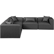 Meridian Furniture Cube Grey Vegan Leather 5-Pc. L-Shaped Modular Sectional
