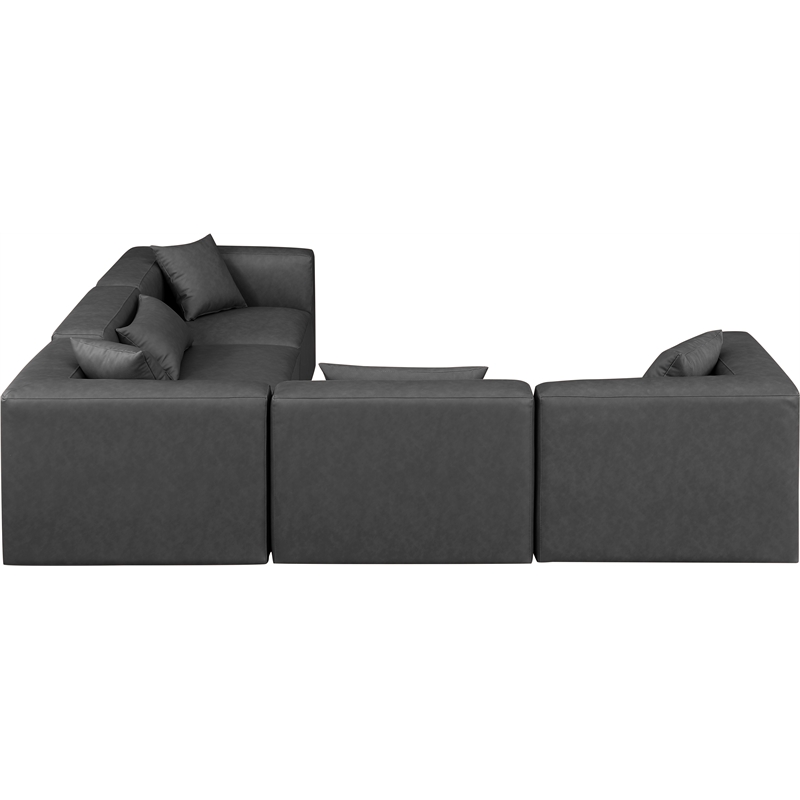 Meridian Furniture Cube Grey Vegan Leather 5-Pc. L-Shaped Modular Sectional