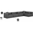 Meridian Furniture Cube Grey Vegan Leather 5-Pc. L-Shaped Modular Sectional