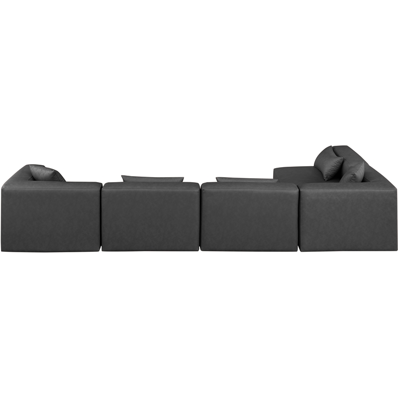 Meridian Furniture Cube Grey Vegan Leather 5-Pc. L-Shaped Modular Sectional