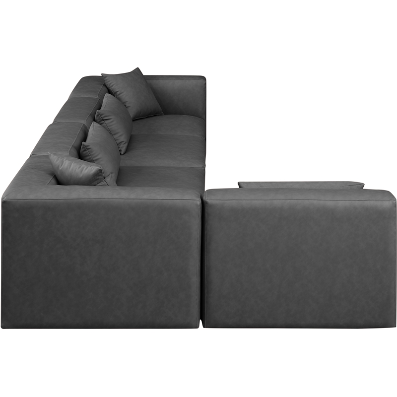 Meridian Furniture Cube Grey Vegan Leather 5-Pc. L-Shaped Modular Sectional