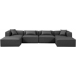 Meridian Furniture Cube Grey Vegan Leather 6-Pc. U-Shaped Modular Sectional