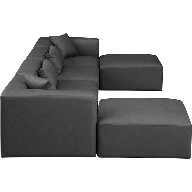 Meridian Furniture Cube Grey Vegan Leather 6-Pc. U-Shaped Modular Sectional