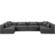 Meridian Furniture Cube Grey Vegan Leather 6-Pc. U-Shaped Modular Sectional