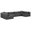 Meridian Furniture Cube Grey Vegan Leather 6-Pc. U-Shaped Modular Sectional