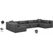 Meridian Furniture Cube Grey Vegan Leather 6-Pc. U-Shaped Modular Sectional