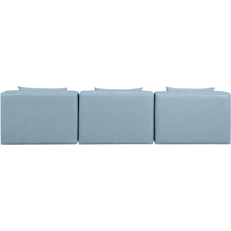 Meridian Furniture Cube Light Blue Vegan Leather 3-Pc. Modular Sofa