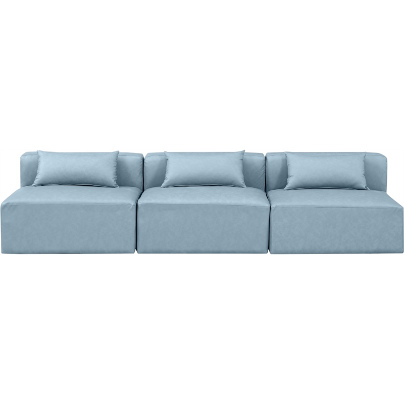 Meridian Furniture Cube Light Blue Vegan Leather 3-Pc. Modular Sofa