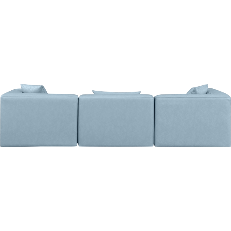 Meridian Furniture Cube Light Blue Vegan Leather 3-Pc. Modular Sofa