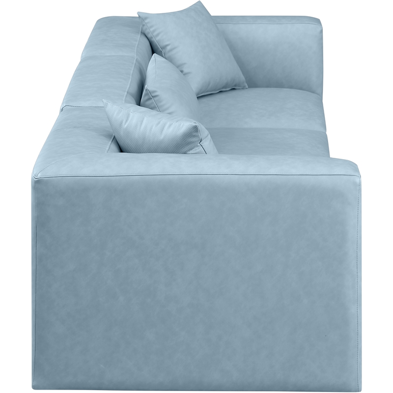 Meridian Furniture Cube Light Blue Vegan Leather 3-Pc. Modular Sofa