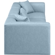 Meridian Furniture Cube Light Blue Vegan Leather 3-Pc. Modular Sofa