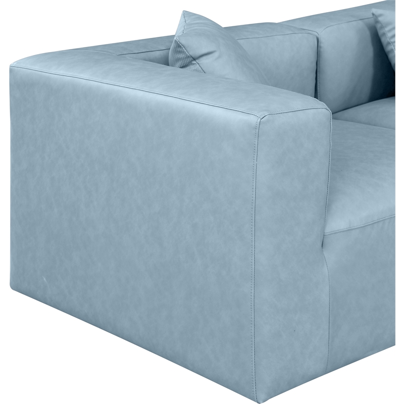 Meridian Furniture Cube Light Blue Vegan Leather 3-Pc. Modular Sofa