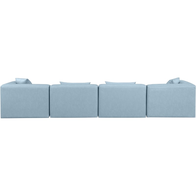 Meridian Furniture Cube Light Blue Vegan Leather 4-Pc. Modular Sofa