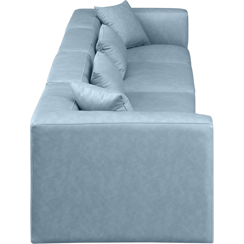 Meridian Furniture Cube Light Blue Vegan Leather 4-Pc. Modular Sofa