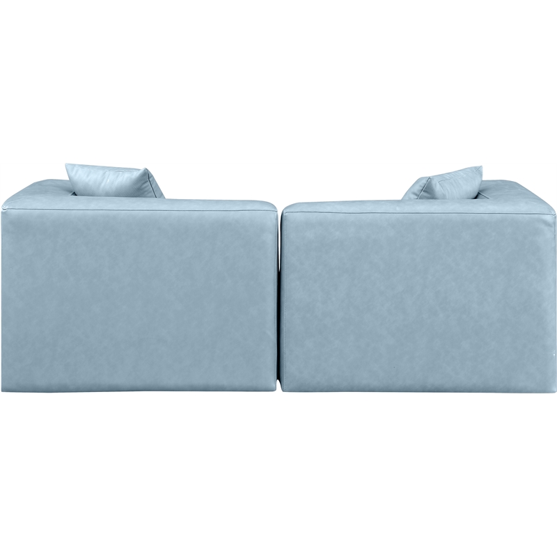 Meridian Furniture Cube Light Blue Vegan Leather 2-Pc. Modular Sofa