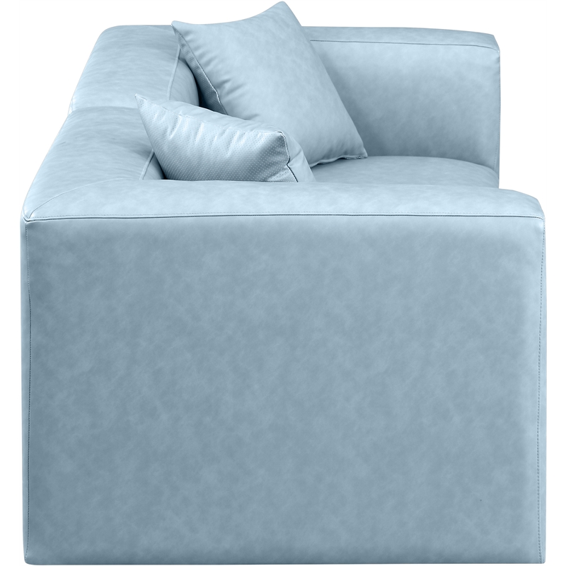 Meridian Furniture Cube Light Blue Vegan Leather 2-Pc. Modular Sofa