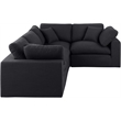 Meridian Furniture Comfy Black Linen Textured Fabric 4-Pc. Modular Sectional
