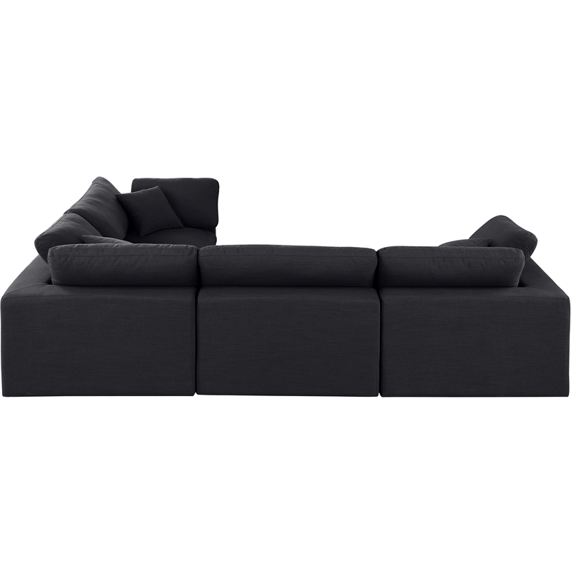 Meridian Furniture Comfy Black Linen Textured Fabric 4-Pc. Modular Sectional