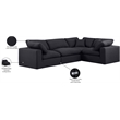 Meridian Furniture Comfy Black Linen Textured Fabric 4-Pc. Modular Sectional