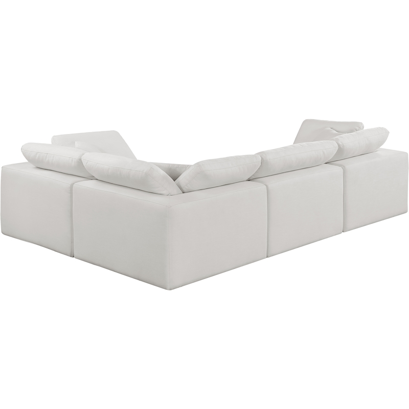 Meridian Furniture Comfy Cream Linen Textured Fabric 4-Pc. Modular Sectional