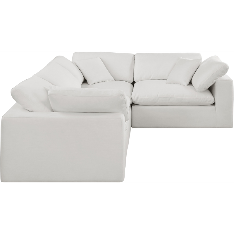 Meridian Furniture Comfy Cream Linen Textured Fabric 4-Pc. Modular Sectional
