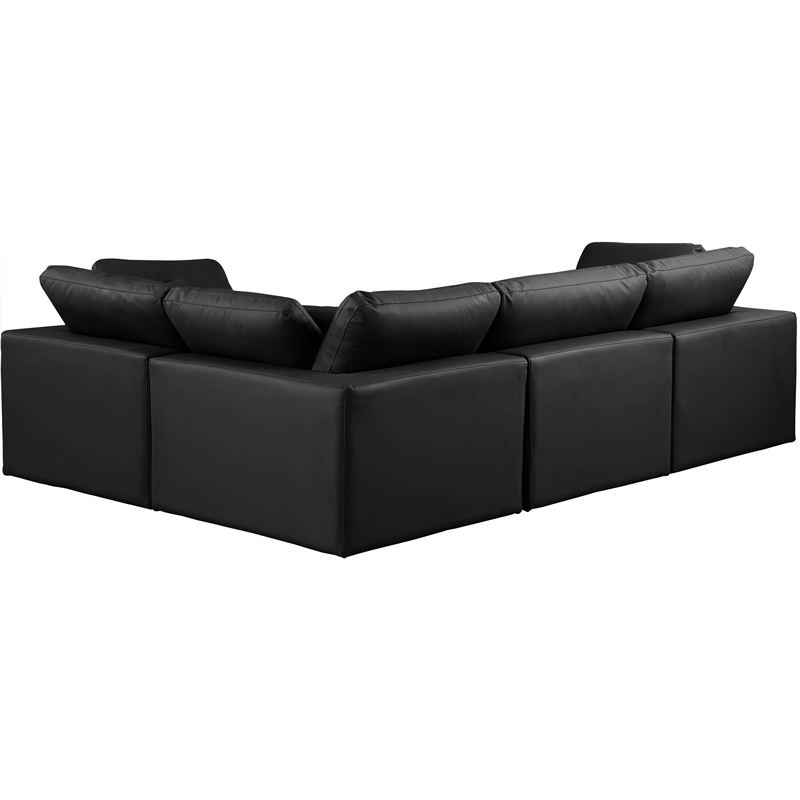 Meridian Furniture Comfy Black Vegan Leather 4-Pc. Modular Sectional
