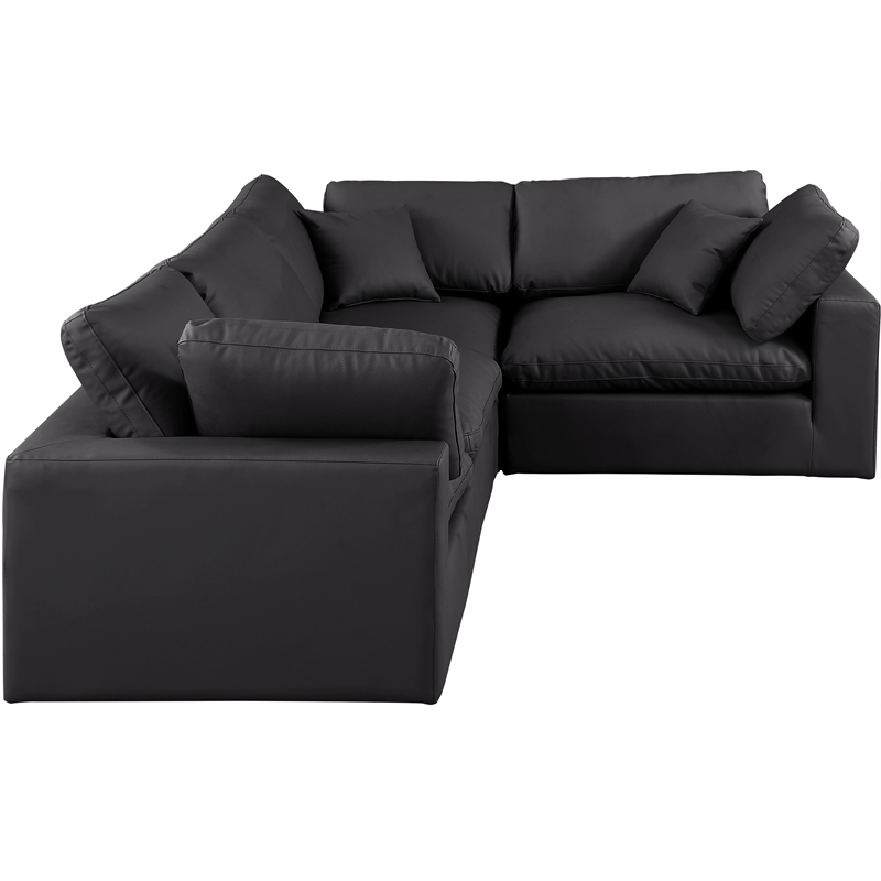 Meridian Furniture Comfy Black Vegan Leather 4-Pc. Modular Sectional
