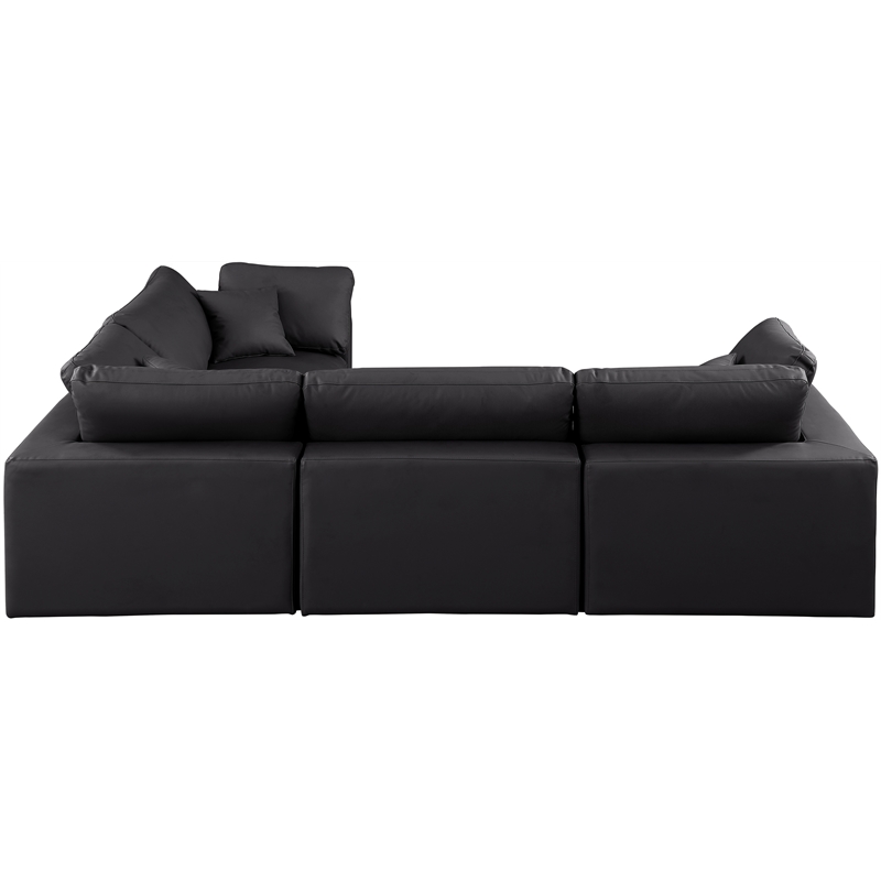Meridian Furniture Comfy Black Vegan Leather 4-Pc. Modular Sectional