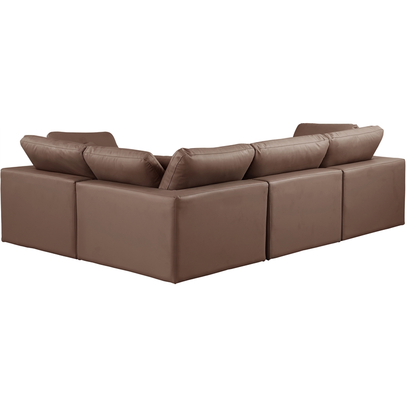 Meridian Furniture Comfy Brown Vegan Leather 4-Pc. Modular Sectional