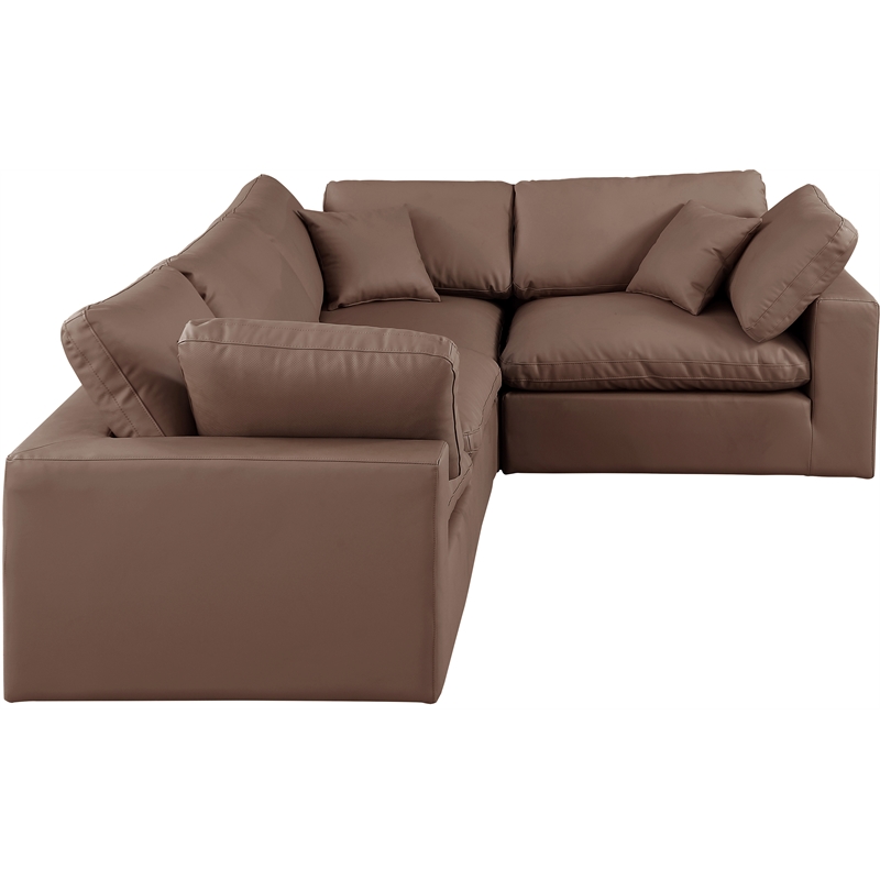 Meridian Furniture Comfy Brown Vegan Leather 4-Pc. Modular Sectional