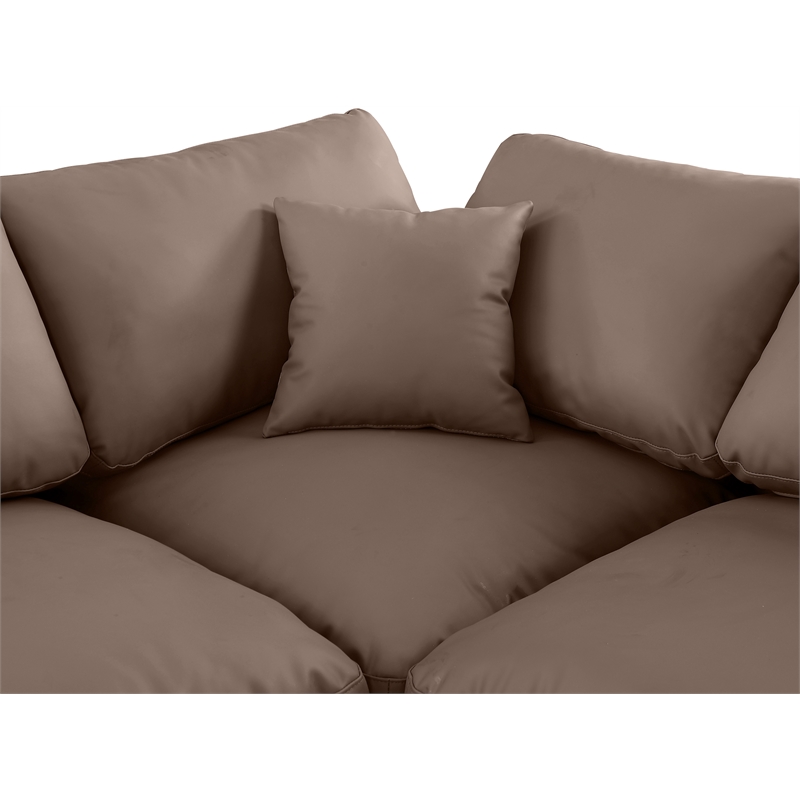 Meridian Furniture Comfy Brown Vegan Leather 4-Pc. Modular Sectional