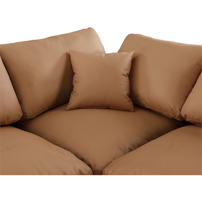 Meridian Furniture Comfy Cognac Vegan Leather 4-Pc. Modular Sectional