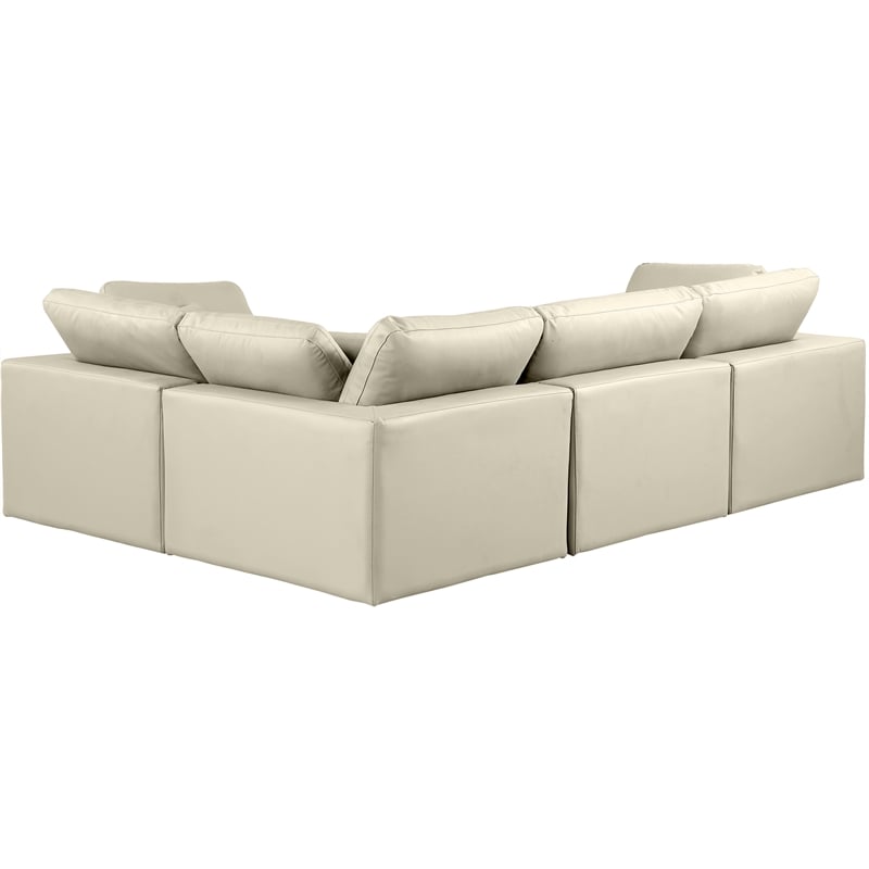 Meridian Furniture Comfy Cream Vegan Leather 4-Pc. Modular Sectional