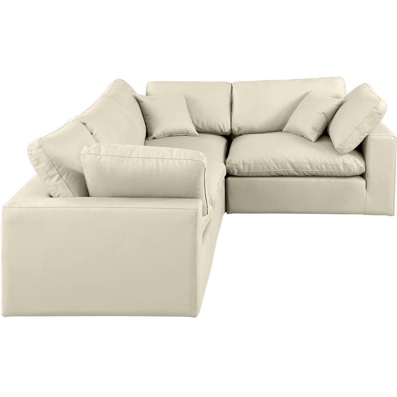 Meridian Furniture Comfy Cream Vegan Leather 4-Pc. Modular Sectional