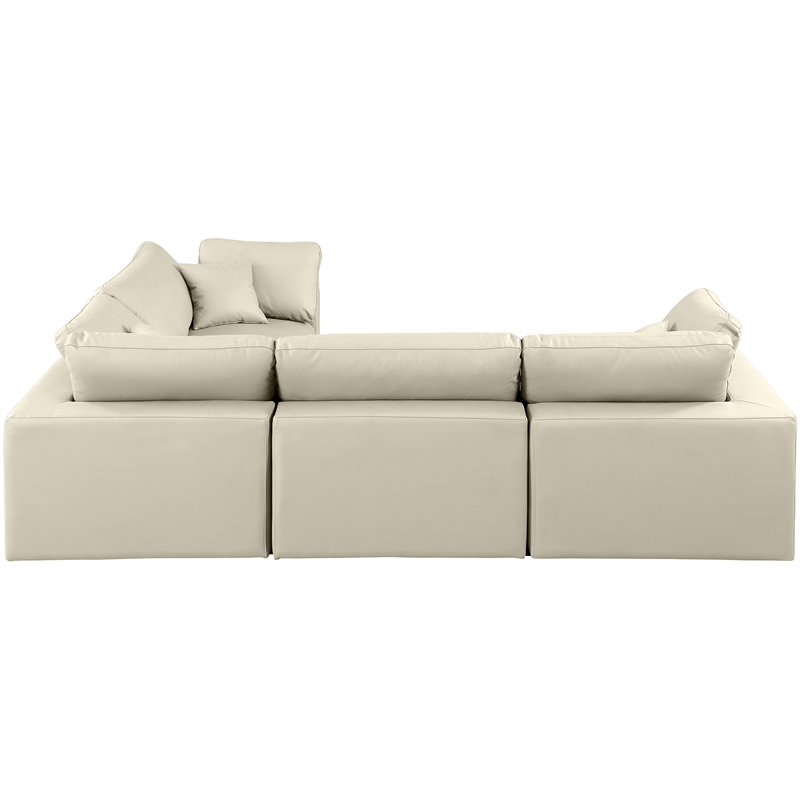 Meridian Furniture Comfy Cream Vegan Leather 4-Pc. Modular Sectional